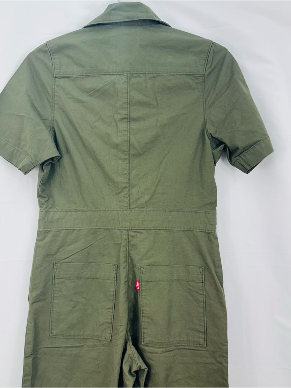 NWT Levi’s  big E Army Green Boilersuit Short Sleeve Utility Jumpsuit WideLeg XS - Picture 7 of 8